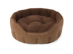 House Of Paws Brown Tweed & Fx Sheepskin Oval Snuggle Bed -Pet dog 2017 02 06 12h59 02 1 4