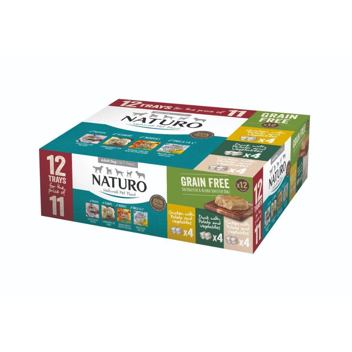 Naturo Adult Wet Dog Food Grain Free Variety Pack Trays 12 X 400g 3 Naturo Adult Wet Dog Food Grain Free Variety Pack Trays 12 X 400g