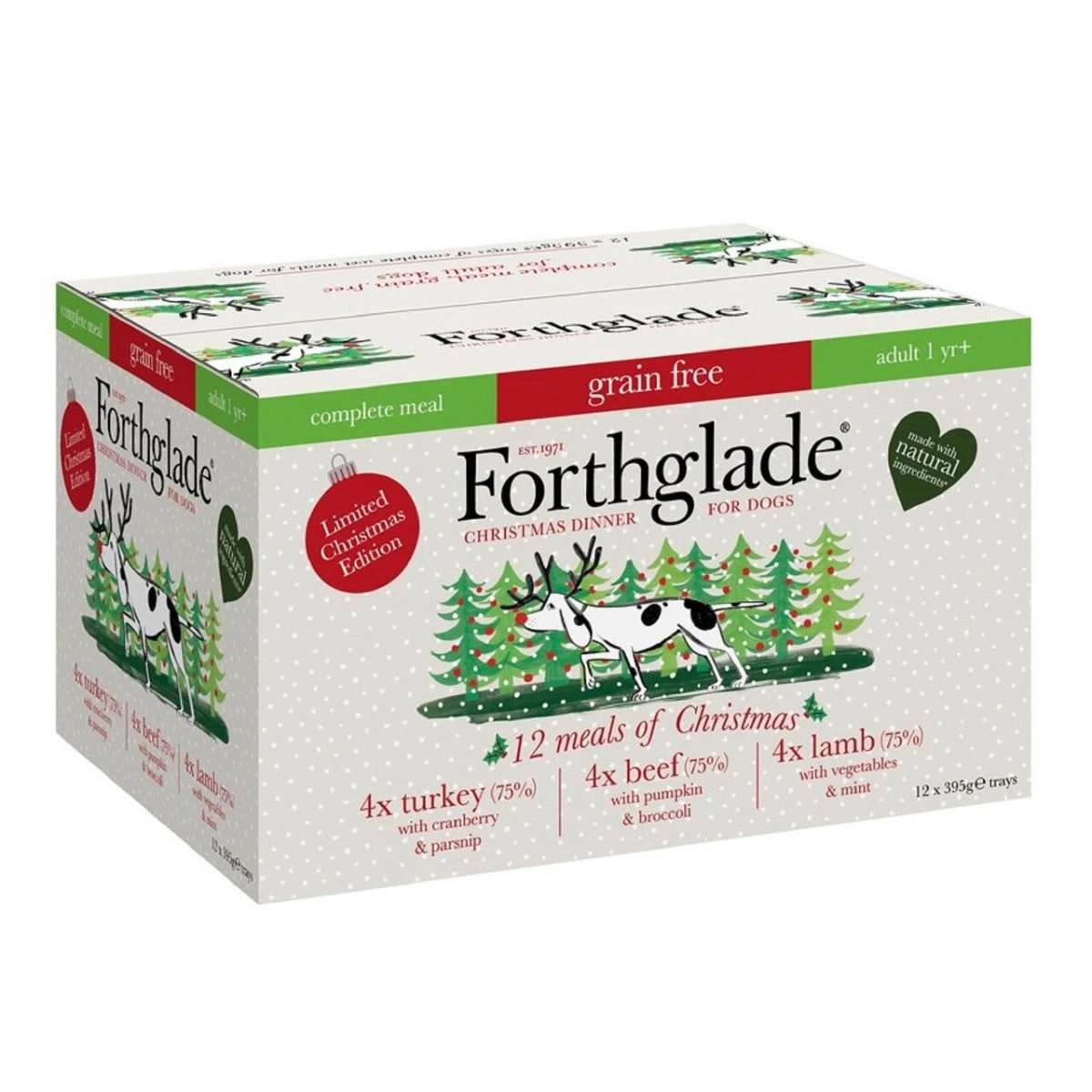 Forthglade - Grain Free Turkey, Beef & Lamb Christmas Variety Pack (12x395g) 3 Forthglade - Grain Free Turkey, Beef & Lamb Christmas Variety Pack (12x395g)