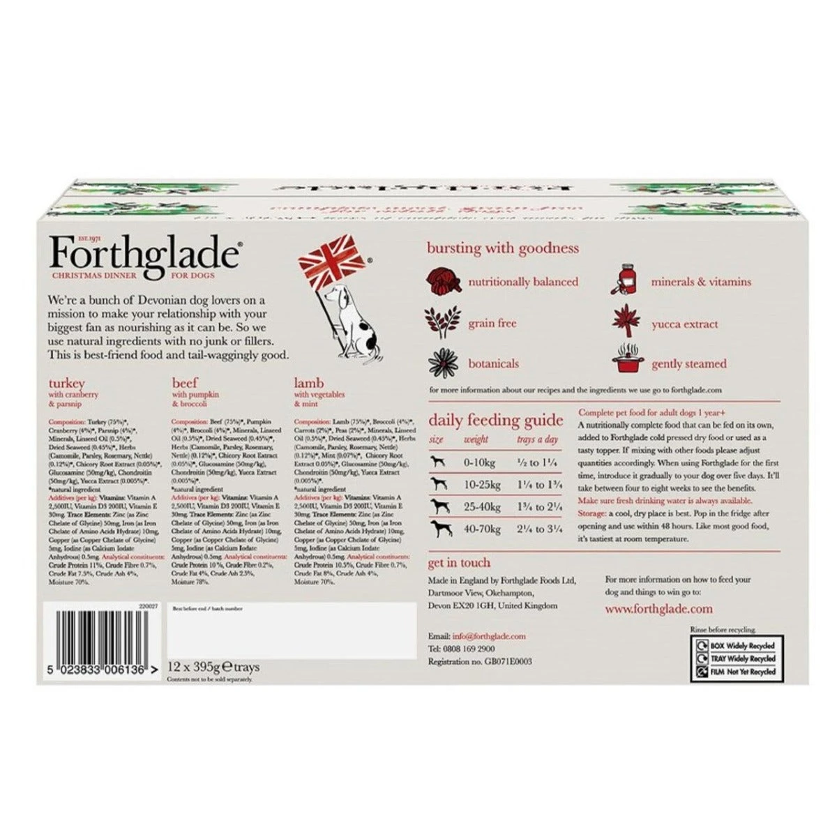 Forthglade - Grain Free Turkey, Beef & Lamb Christmas Variety Pack (12x395g) 4 Forthglade - Grain Free Turkey, Beef & Lamb Christmas Variety Pack (12x395g) - Image 2