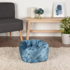 Scruffs - Velvet Donut Cat/Small Dog Bed - Blue -Pet dog 660740 3 large