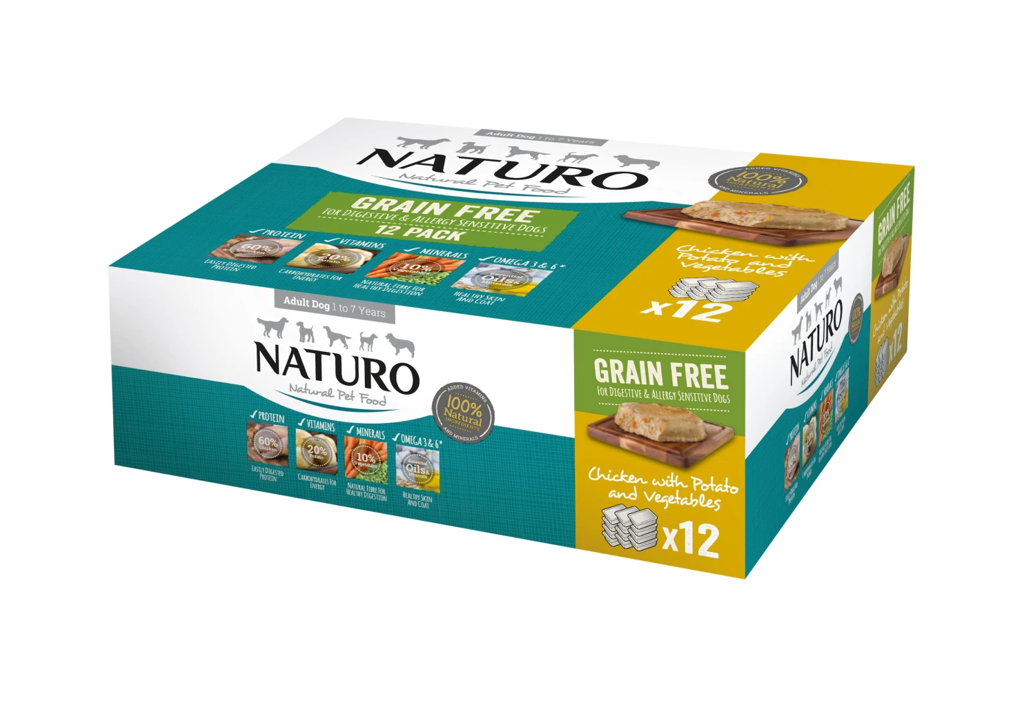 Naturo Adult Grain Free Chicken Potato & Veg 12x400g 3 Naturo Adult Grain Free Chicken Potato & Veg 12x400g