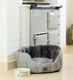 House Of Paws - Grey Hessian & Plush Oval Dog Bed 10 House Of Paws - Grey Hessian & Plush Oval Dog Bed -Pet dog be5u1581 1