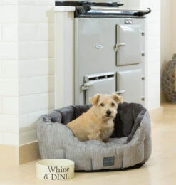 House Of Paws - Grey Hessian & Plush Oval Dog Bed 11 House Of Paws - Grey Hessian & Plush Oval Dog Bed -Pet dog be5u1584 1
