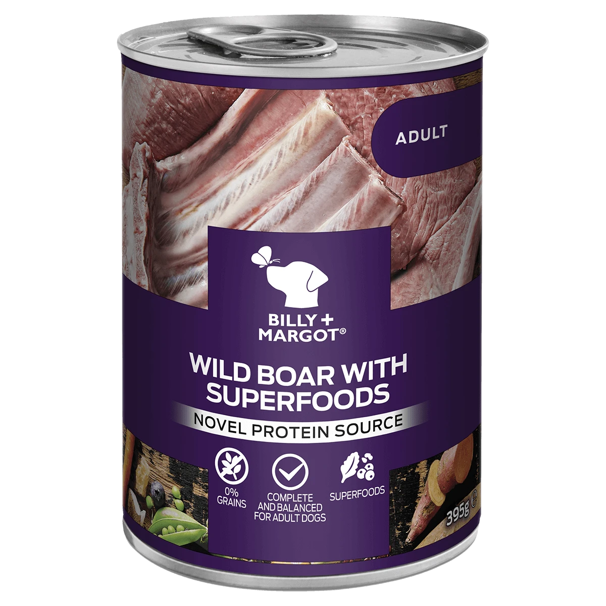 Billy & Margot - Wild Boar & Superfoods Wet Dog Food 12 X 395g Tins 3 Billy & Margot - Wild Boar & Superfoods Wet Dog Food 12 X 395g Tins