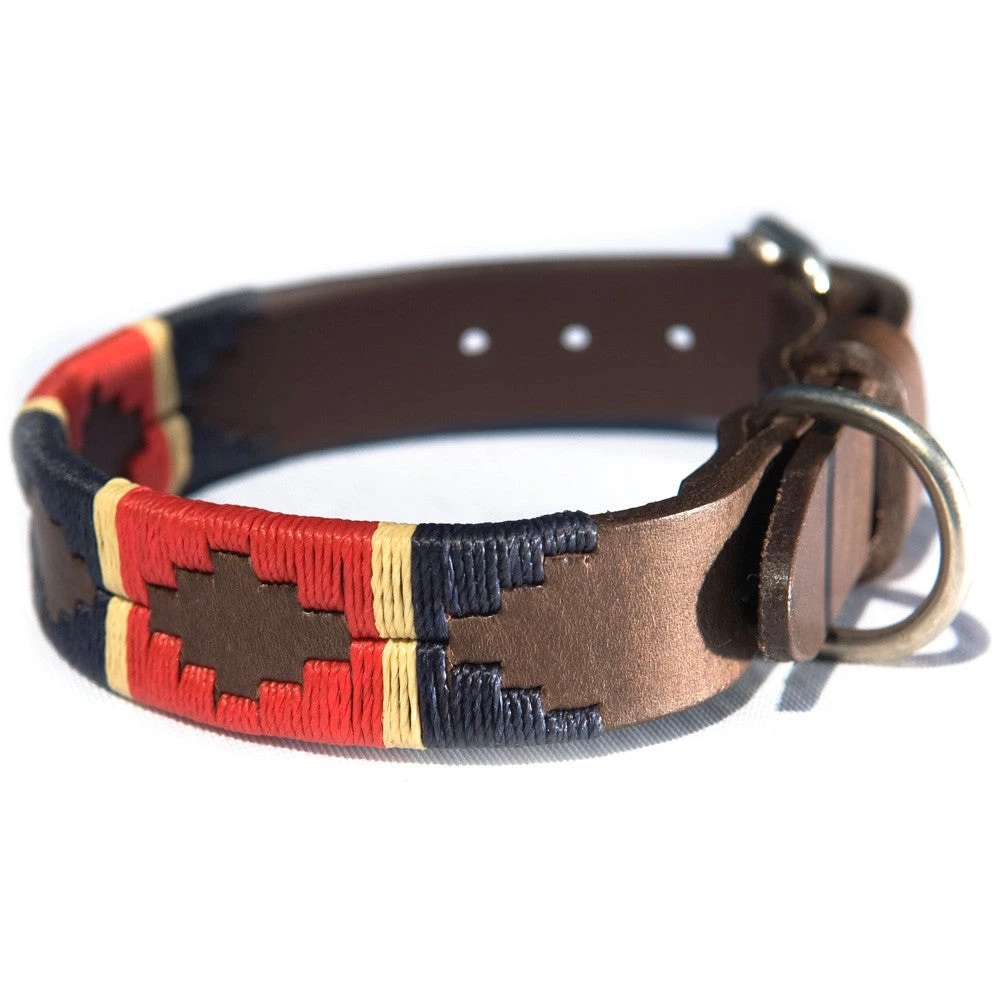 Pioneros Polo Dog Collar - Red/Navy/Cream Stripe 3 Pioneros Polo Dog Collar - Red/Navy/Cream Stripe