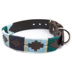 Pioneros Polo Dog Collar - Green/Pale Blue/Navy/Cream Stripe