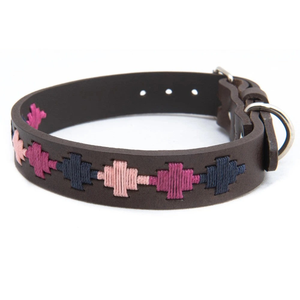 Pioneros Polo Dog Collar Pampa Cross - Berry/Navy/Pink 3 Pioneros Polo Dog Collar Pampa Cross - Berry/Navy/Pink