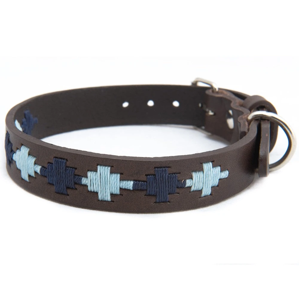 Pioneros Polo Dog Collar Pampa Cross - Navy/Pale Blue 3 Pioneros Polo Dog Collar Pampa Cross - Navy/Pale Blue