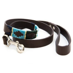 Pioneros Polo Dog Lead - Green/Pale Blue/Navy/Cream Stripe