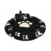 Dream Paws Bed 55x55cm & Blanket 80x80cm Bundle Set Black Fleece Pawprint -Pet dog fm 2020 06 04 03 13 04 46895 images