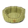House Of Paws - Green Tweed Oval Snuggle Bed -Pet dog hp028g