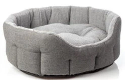 House Of Paws - Grey Herringbone Tweed Bed