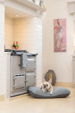 House Of Paws - Grey Herringbone Tweed Cushion -Pet dog hp1162 lifestyle