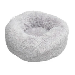 House Of Paws - Grey Faux Fur Donut Dog Bed