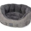 House Of Paws - Grey Hessian & Plush Oval Dog Bed -Pet dog hp662g 8 1 1