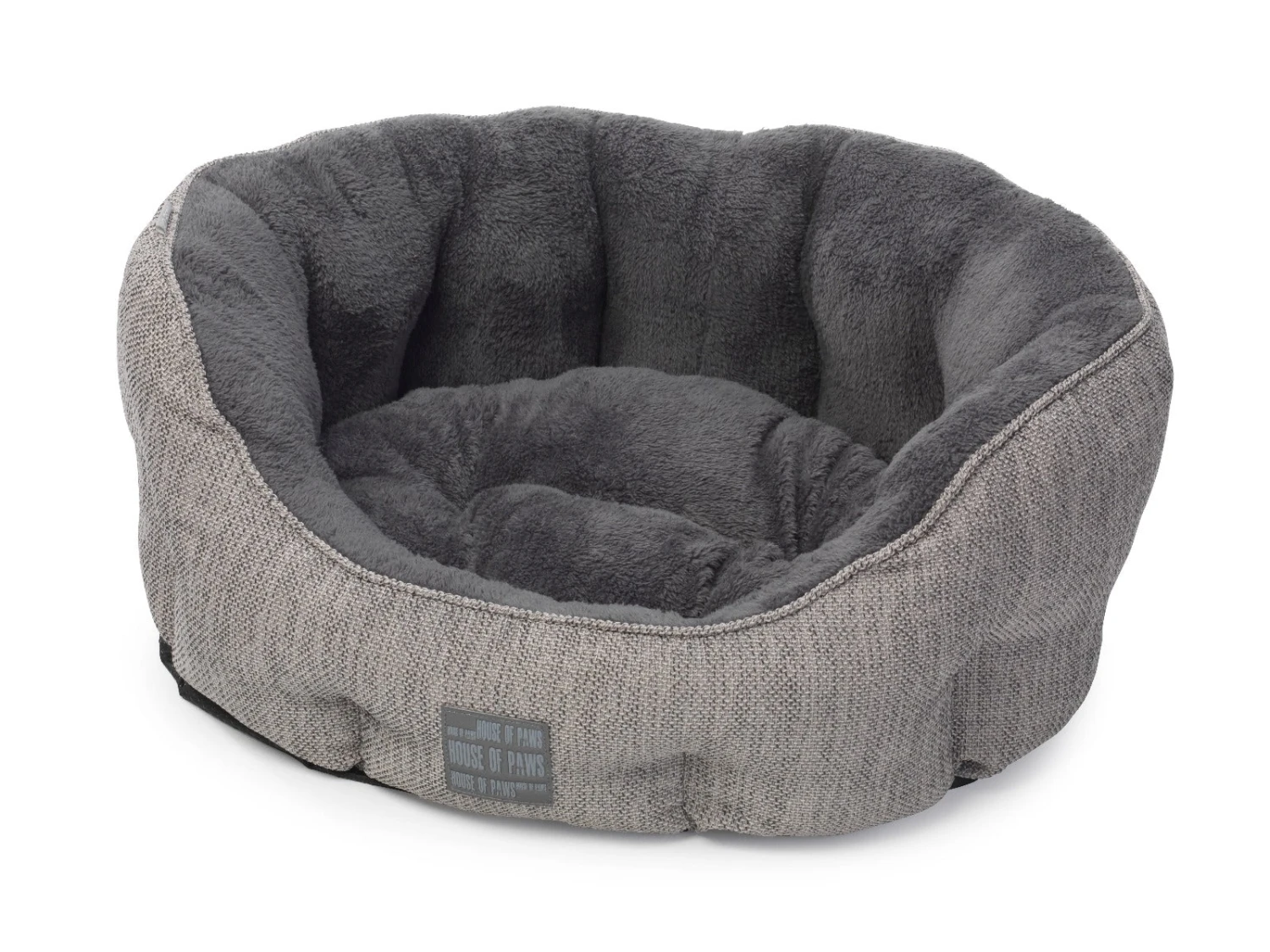 House Of Paws - Grey Hessian & Plush Oval Dog Bed 7 House Of Paws - Grey Hessian & Plush Oval Dog Bed - Image 5