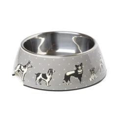House Of Paws Polka Dogs Grey Bowl -Pet dog hp992 700x700 1 1