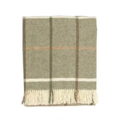 Mutts & Hounds Windowpane Sage Check Wool Blanket