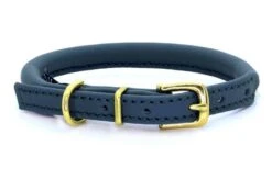 Dogs & Horses - Rolled Leather Dog Collar - Navy With Brass