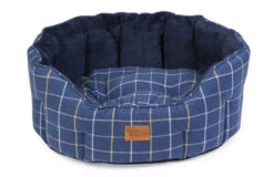 House Of Paws - Navy Tweed Oval Dog Bed