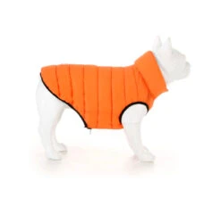Hugo & Hudson - Orange & Navy Puffer Jacket -Pet dog orange2