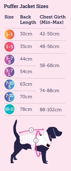 Doodblebone Dog Puffer Jacket -Pet dog puffer jacket size generator