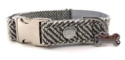Hugo & Hudson - Grey Herringbone Dog Collar