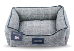Hugo & Hudson Grey Checked Tweed Dog Bed
