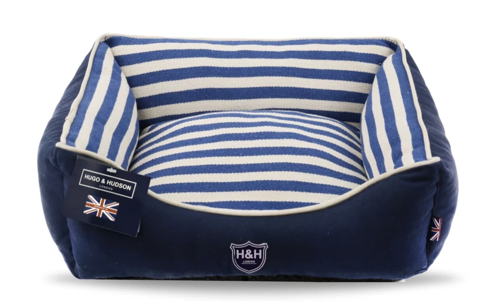 Hugo & Hudson Blue & White Striped Canvas Dog Bed 3 Hugo & Hudson Blue & White Striped Canvas Dog Bed