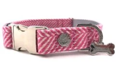 Hugo & Hudson - Pink Herringbone Dog Collar