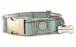 Hugo & Hudson - Aqua Checked Tweed Dog Collar