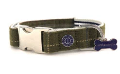 Hugo & Hudson - Dark Green Checked Tweed Dog Collar