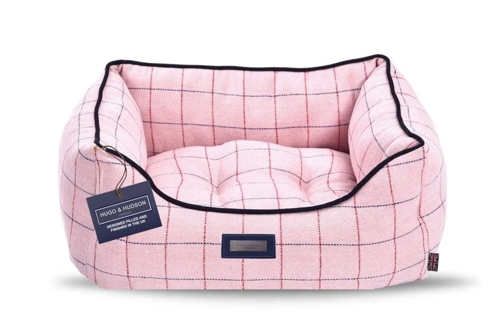 Hugo & Hudson - Pink Checked Tweed Bed 3 Hugo & Hudson - Pink Checked Tweed Bed
